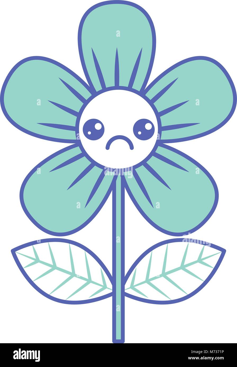 Schöne traurige Blume kawaii Cartoon Stock Vektor