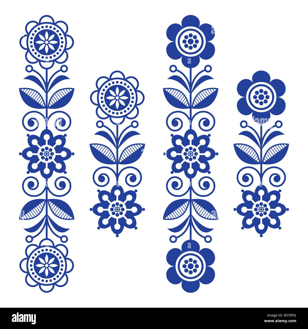 Skandinavische floral Design Elemente, Volkskunst Muster - lange Streifen Stock Vektor