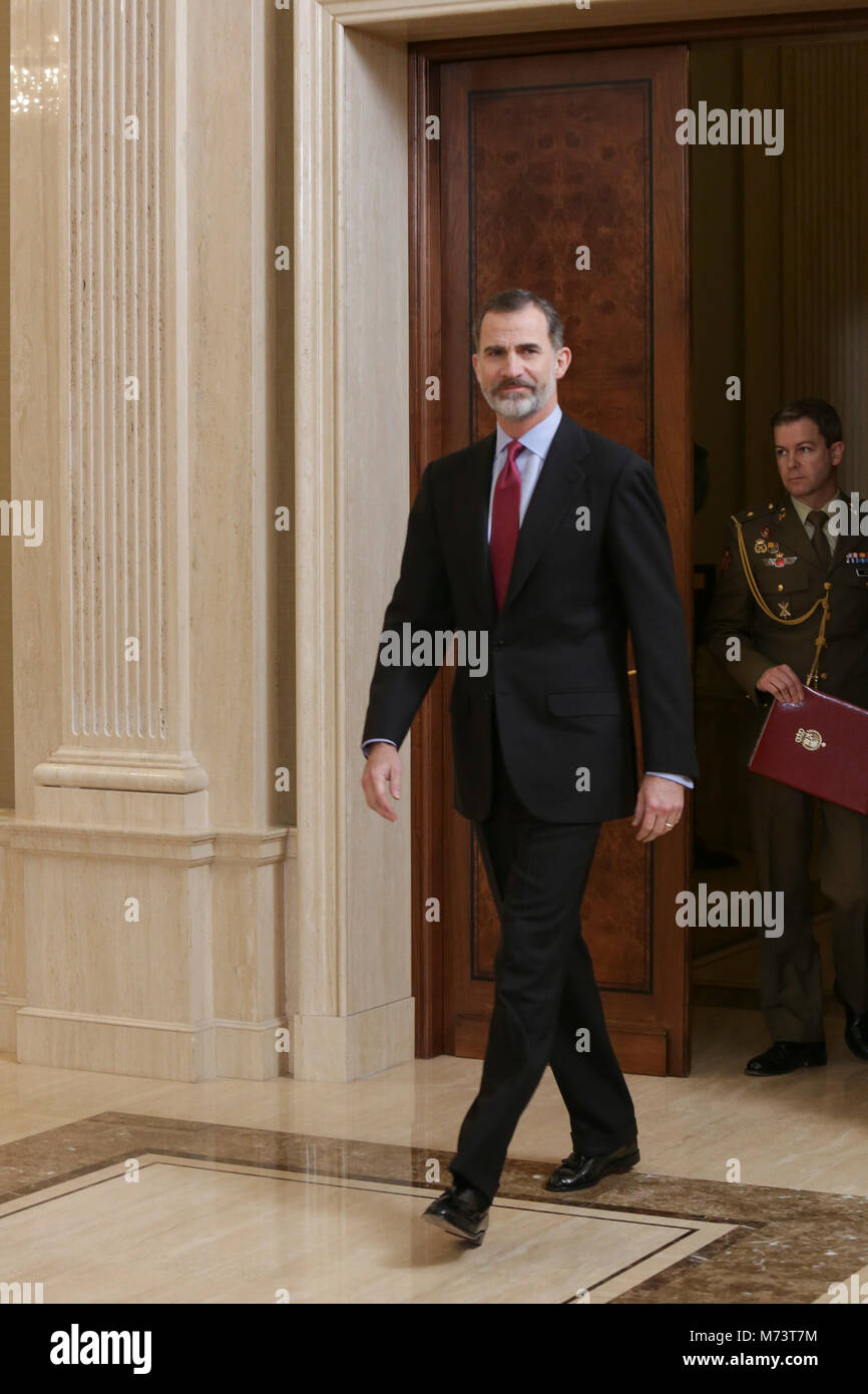 Spanischen König Felipe VI während der 'II Foro Iberoamericano MIPYME" am Donnerstag, den 8. März 2018 in Madrid. Credit: Gtres Información más Comuniación auf Linie, S.L./Alamy leben Nachrichten Stockfoto