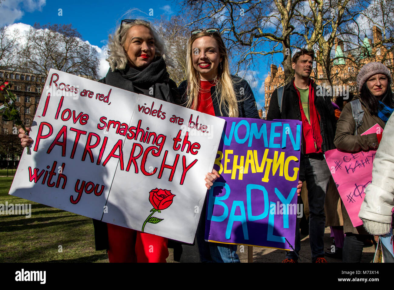 London, Großbritannien. 8. März, 2018. Internationaler Tag der Frau 2018 - Londoner Frauen Streik Gutschrift: Brian Duffy/Alamy leben Nachrichten Stockfoto