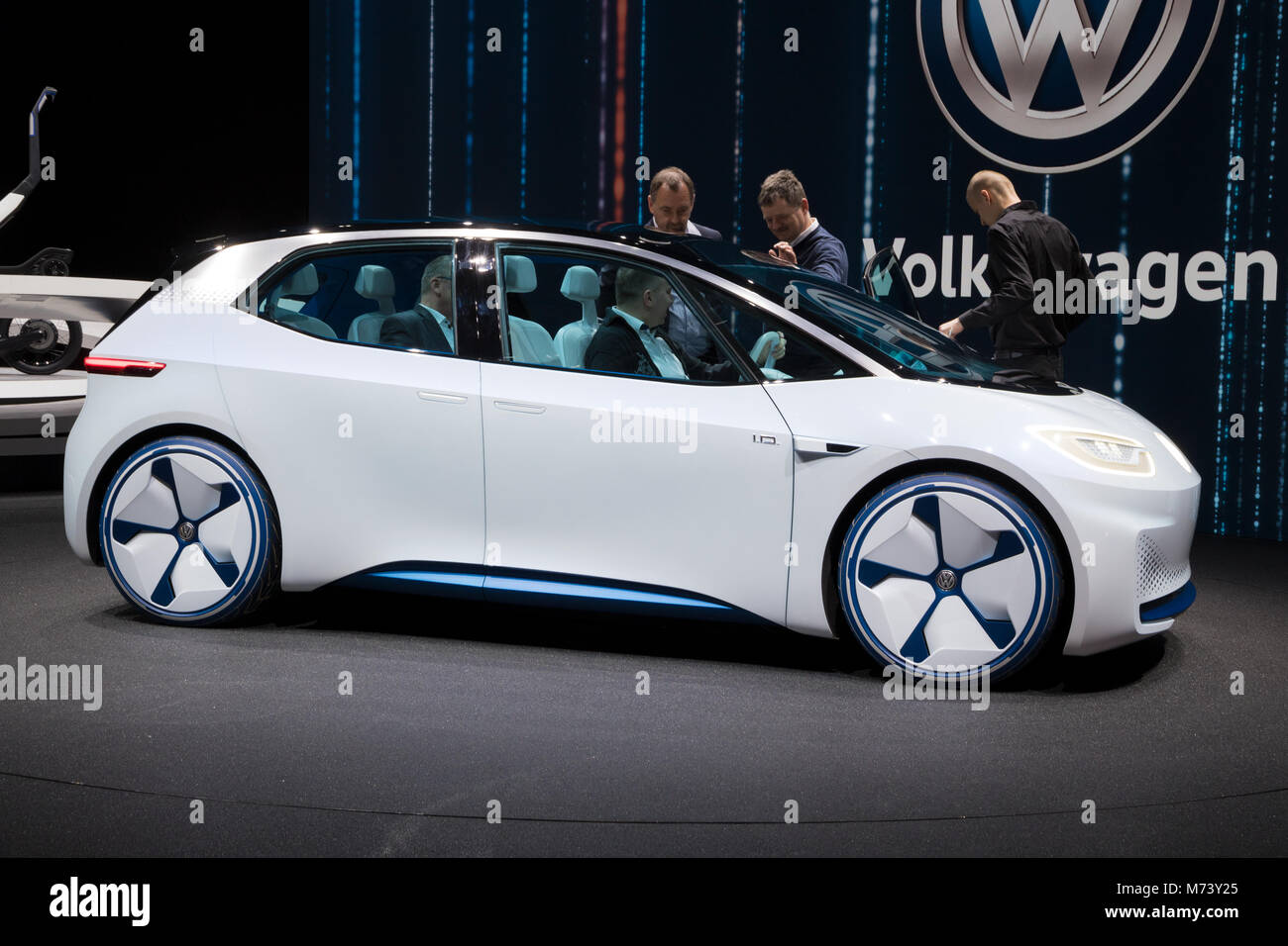 Genf, Schweiz. 7 Mär, 2018. Volkswagen I.D. Elektroauto präsentiert auf dem 88. Internationalen Automobilsalon in Genf. Stockfoto