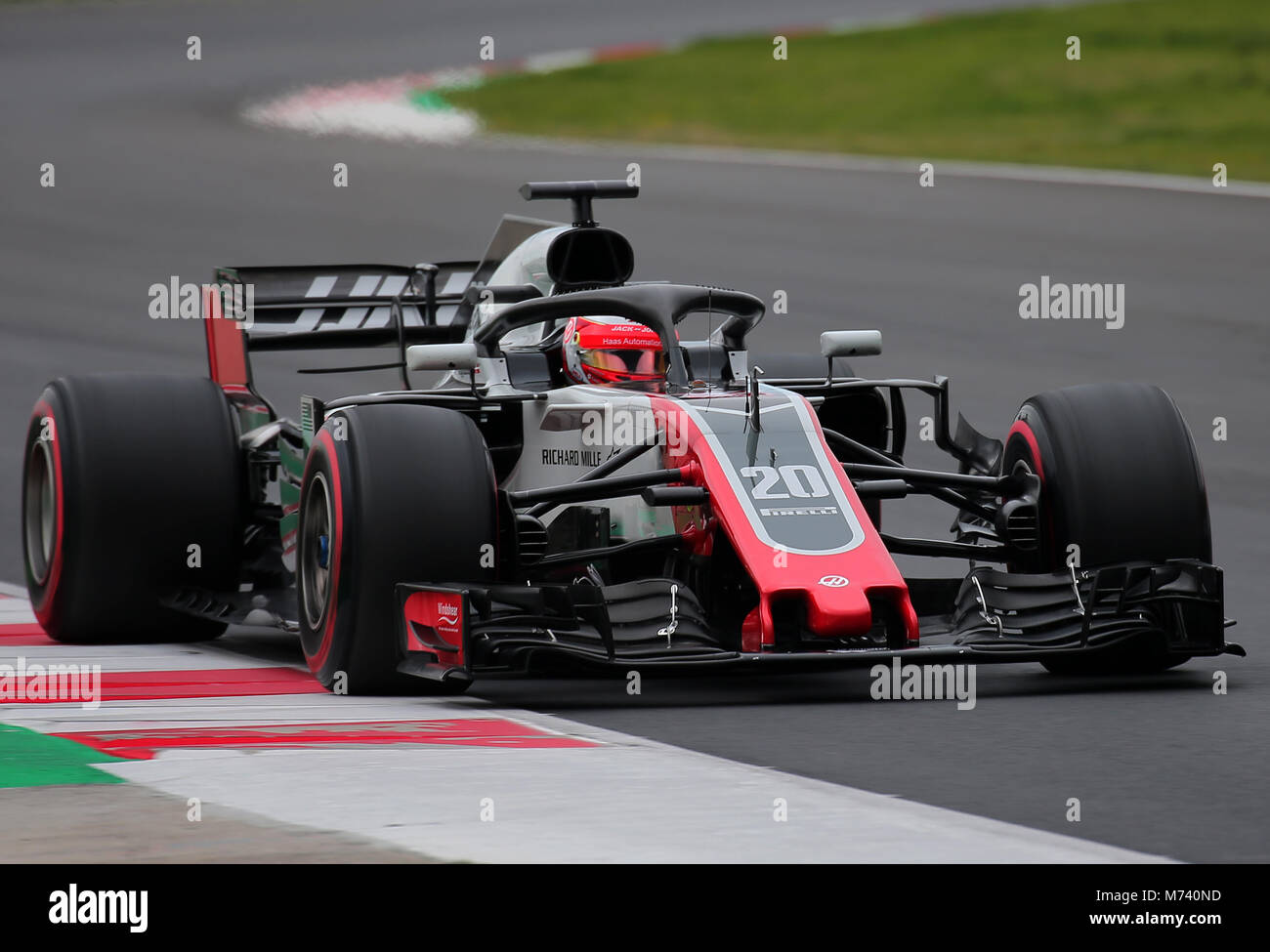 Barcelona, Spanien. 08 Mär, 2018. Haas von Romain Grosjean während der Formel 1 Tests am Barcelona-Catalunya Schaltung, am 08. März 2018 in Barcelona, Spanien. Credit: Gtres Información más Comuniación auf Linie, S.L./Alamy leben Nachrichten Stockfoto