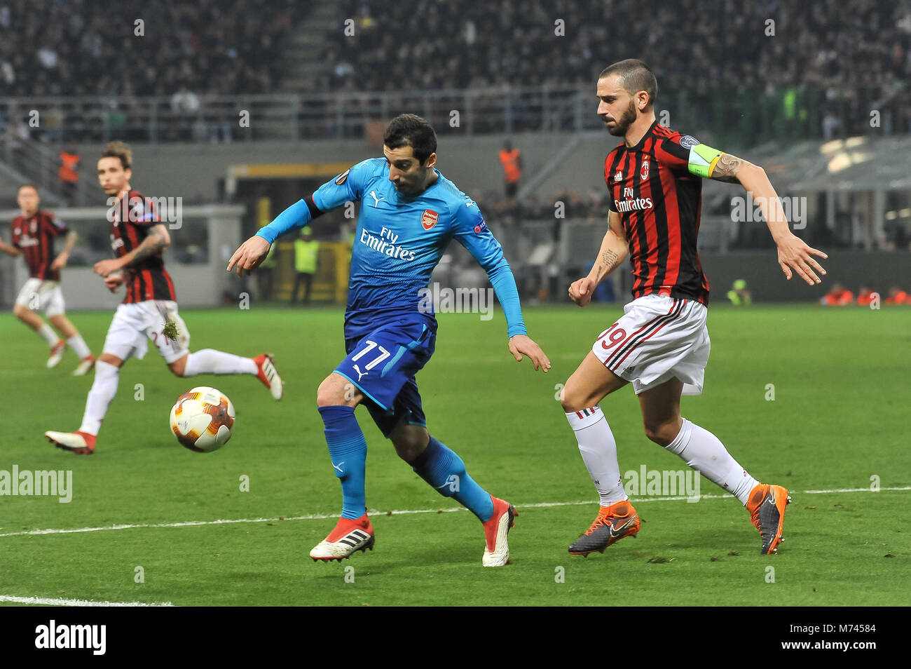 Mailand, Italien. 8. März, 2018. Henrikh Mkhitaryan (Arsenal FC) während dem Spiel UEFA Europa League zwischen AC Mailand und FC Arsenal FCat Meazza Stadion. 8. Mars 2018 Credit: FABIO UDINE/Alamy leben Nachrichten Stockfoto