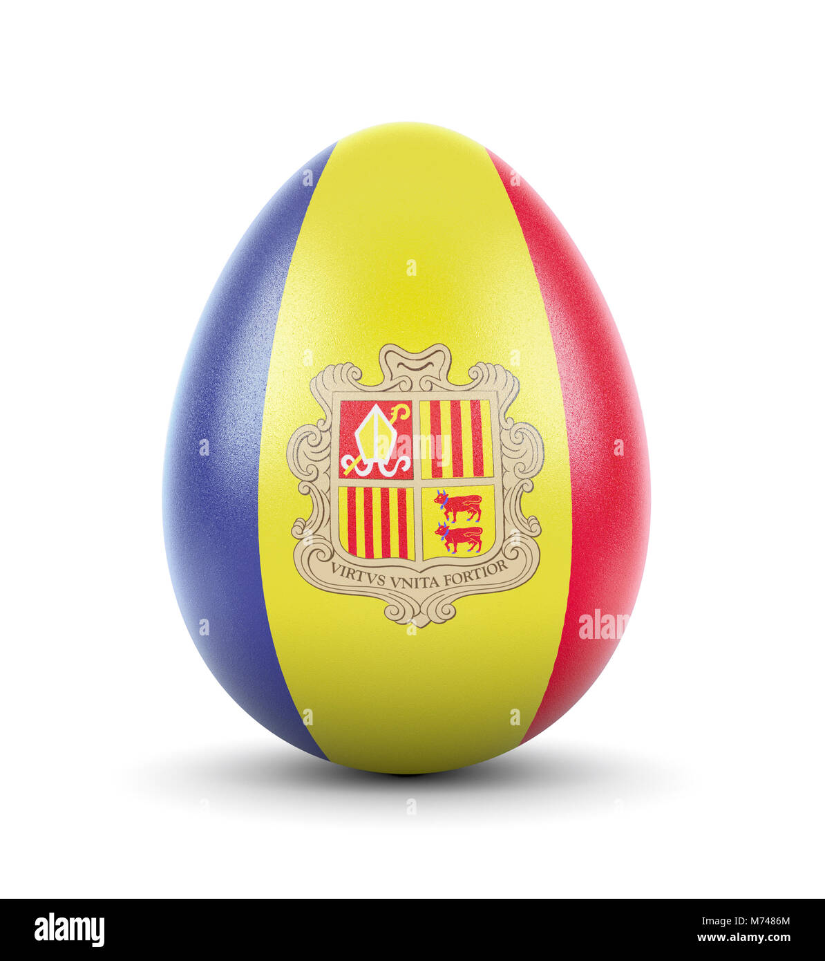 Hochwertige realistische Wiedergabe von eine glänzende Ei mit der Flagge von Andorra. (Serie) Stockfoto