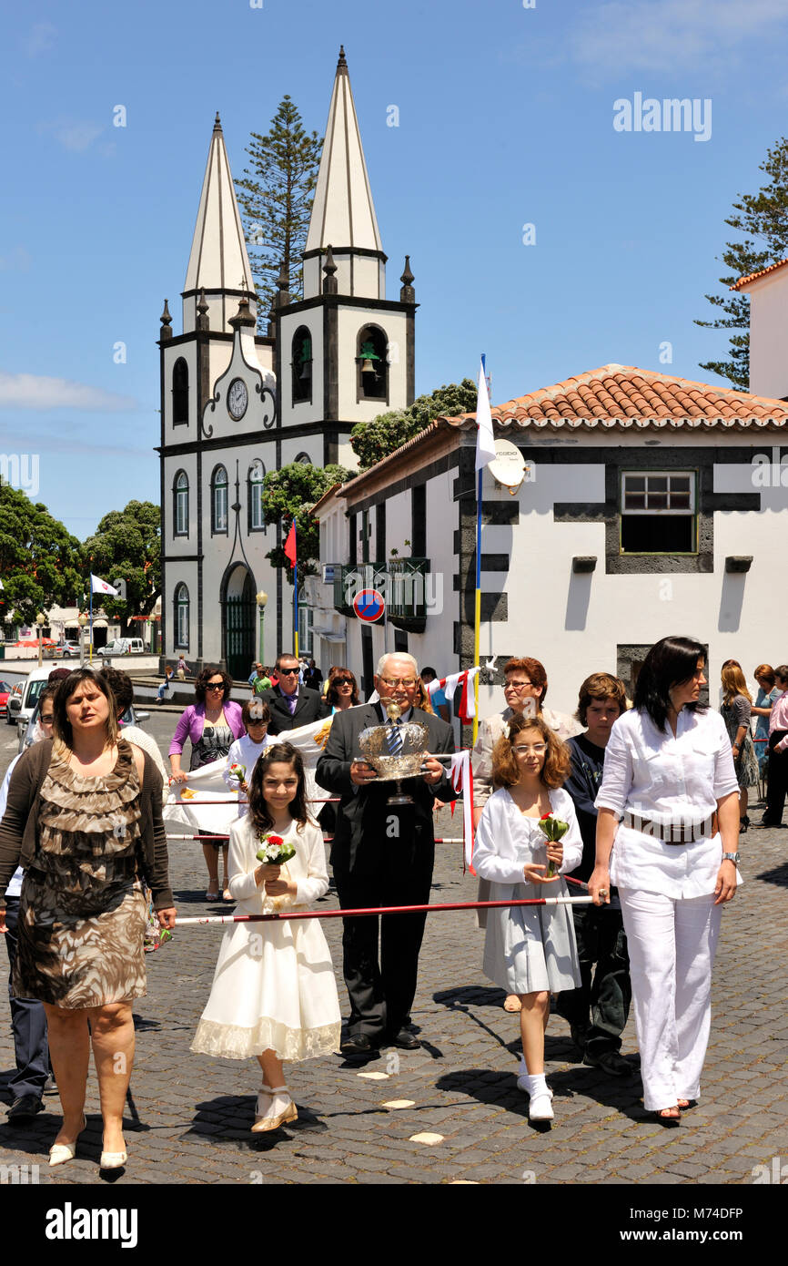 Heiliger Geist (Espirito Santo) Festlichkeiten an Madalena. Pico, Azoren, Portugal Stockfoto