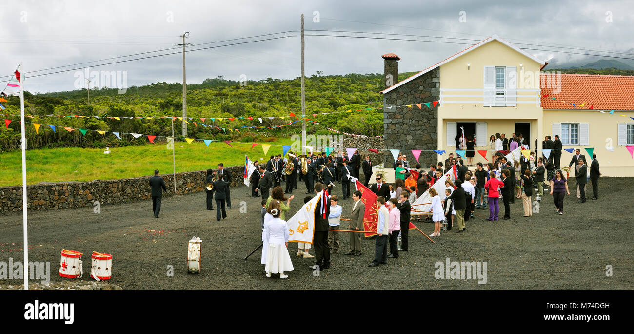 Heiliger Geist (Espirito Santo) Festlichkeiten an Candelária. Pico, Azoren, Portugal Stockfoto