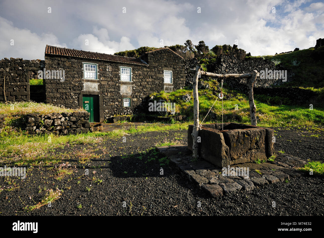 Traditionelle lava Haus von Cachorro, Pico. Azoren, Portugal Stockfoto