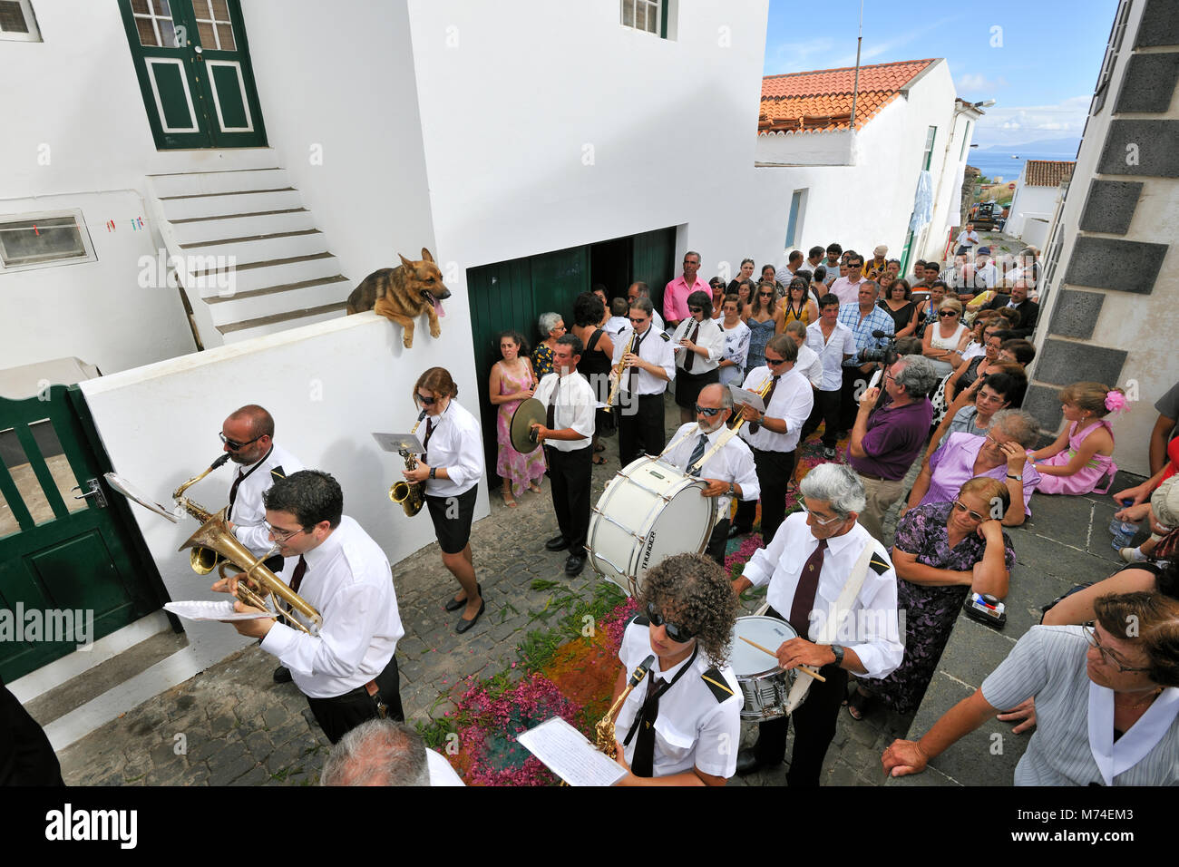 Prozession der Muttergottes der Wunder, Vila Nova do Corvo. Azoren, Portugal Stockfoto