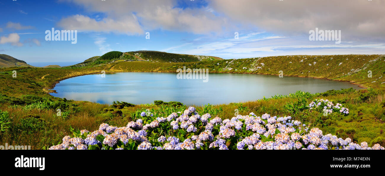 Caldeira Rasa, einem vulkanischen Lagune. Insel Flores. Azoren, Portugal Stockfoto