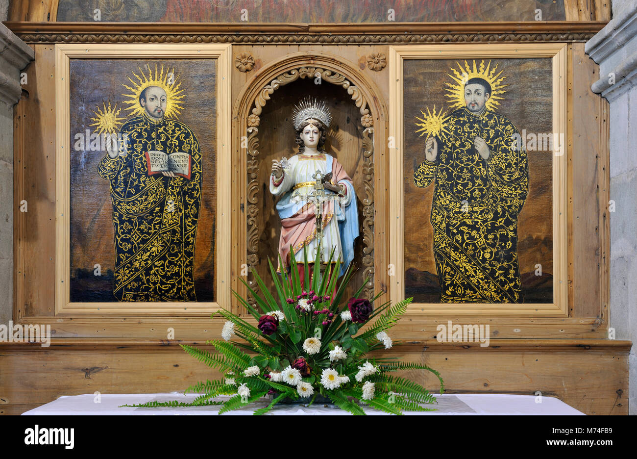 Innenraum der Motherchurch von Santa Cruz da Graciosa, die Insel La Graciosa. Azoren. Portugal Stockfoto