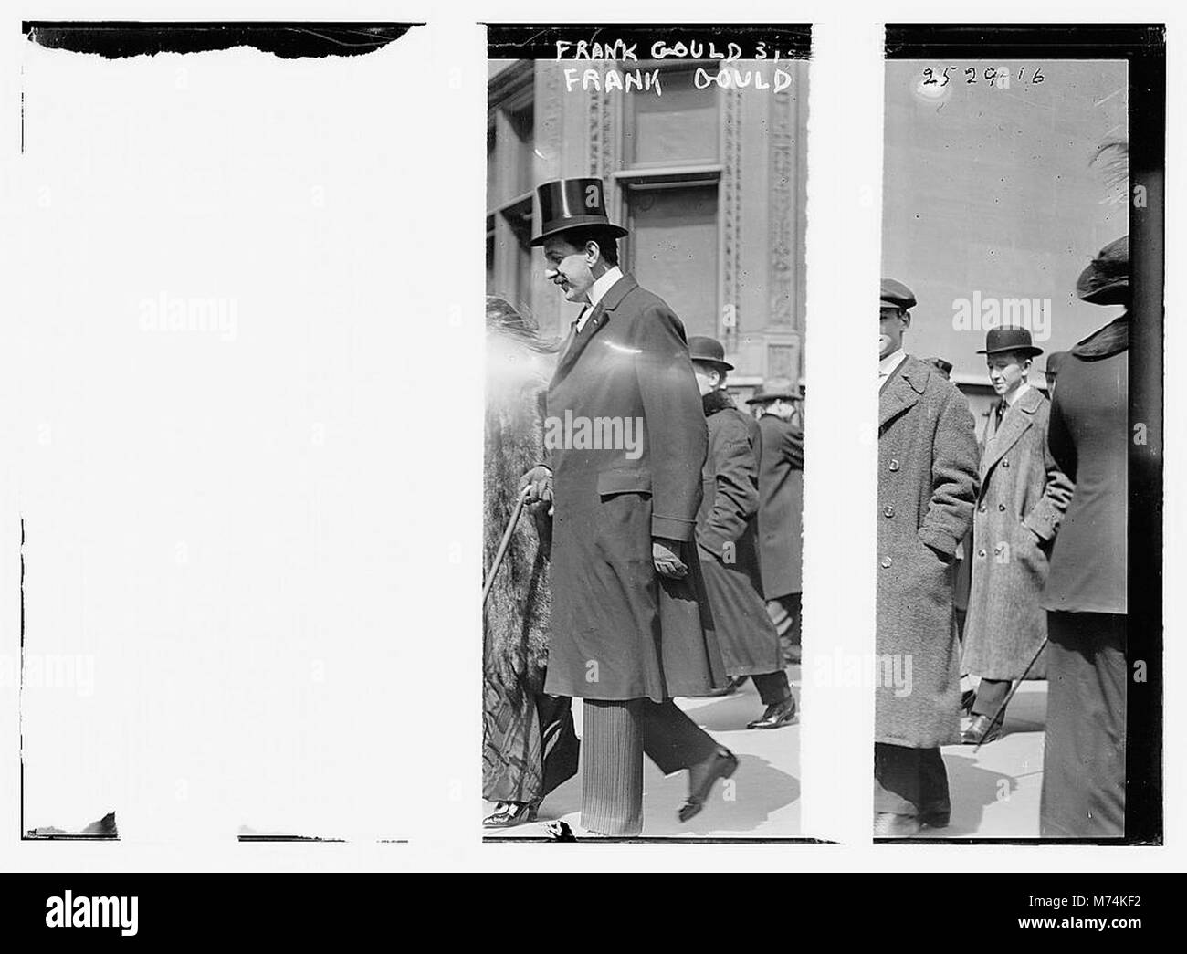 Eine Porträtfotografie von Frank Gould, einem einflussreichen amerikanischen Geschäftsmann und Philanthropen, der für seine Arbeit im Transport- und Immobiliensektor bekannt ist. Das Bild spiegelt seine Rolle bei der Gestaltung der Geschäftspraktiken im frühen 20. Jahrhundert wider. Stockfoto