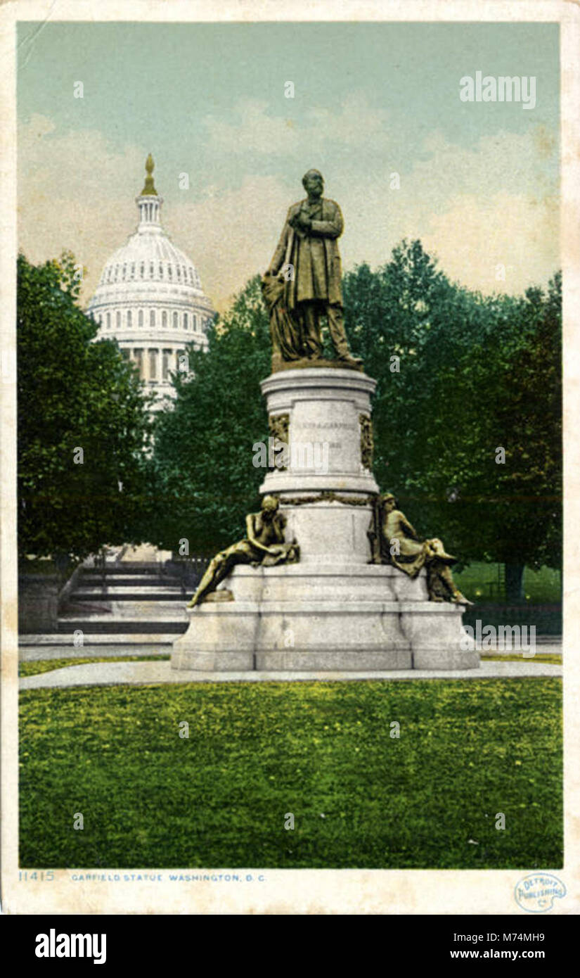 Die Garfield Statue ist eine Skulptur zu Ehren von Präsident James A. Garfield, die sich in einem öffentlichen Raum befindet. Die Statue ist eine Hommage an sein Erbe und Beiträge zur amerikanischen Geschichte. Stockfoto