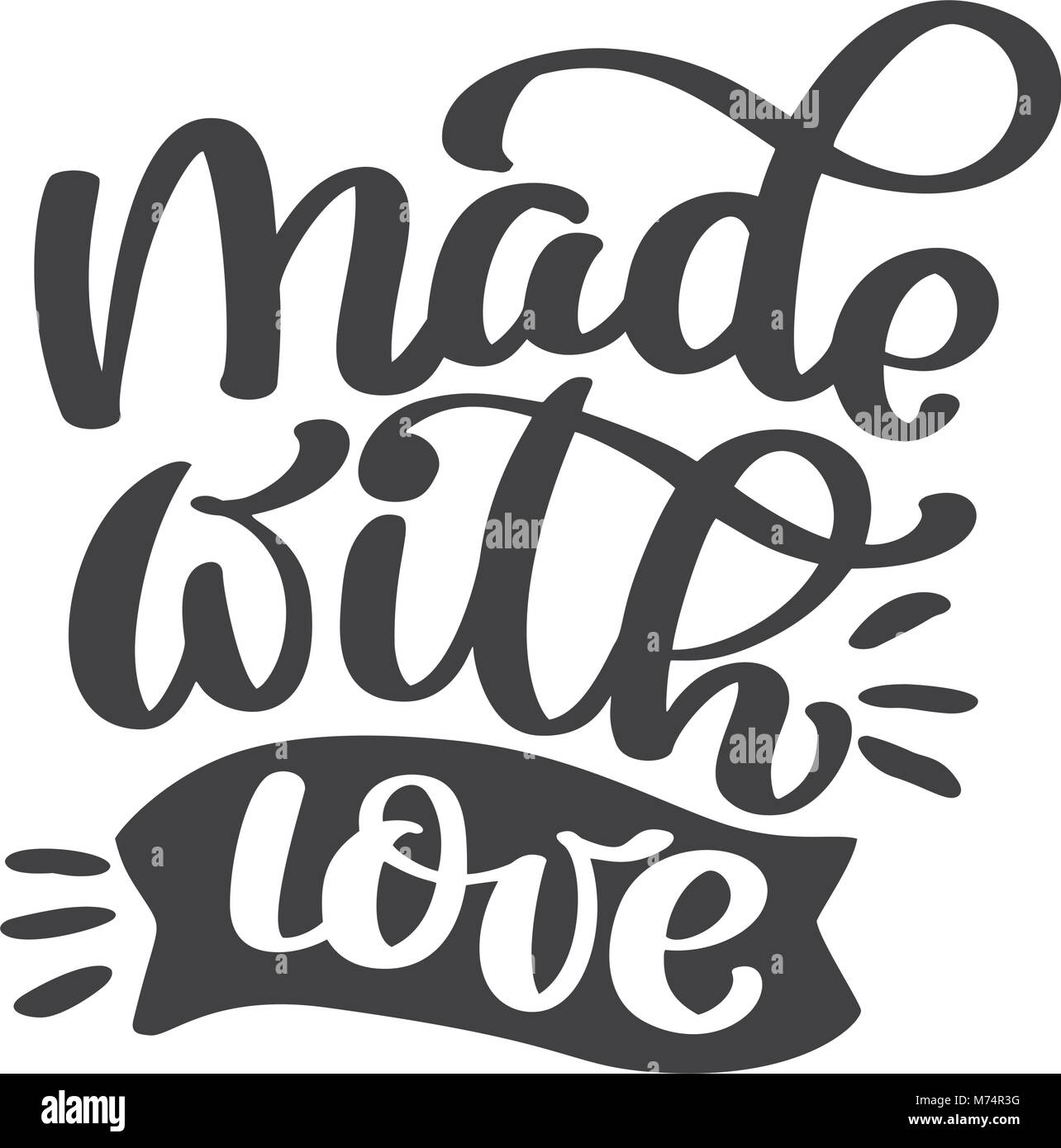 Mit Liebe hand Schriftzug. Handgefertigte Kalligraphie Vintage vektor Text auf weißem Hintergrund. Hand schrift Typografie Poster. Für Poster, Grußkarten, tag, home Dekorationen. Vector Illustration Stock Vektor