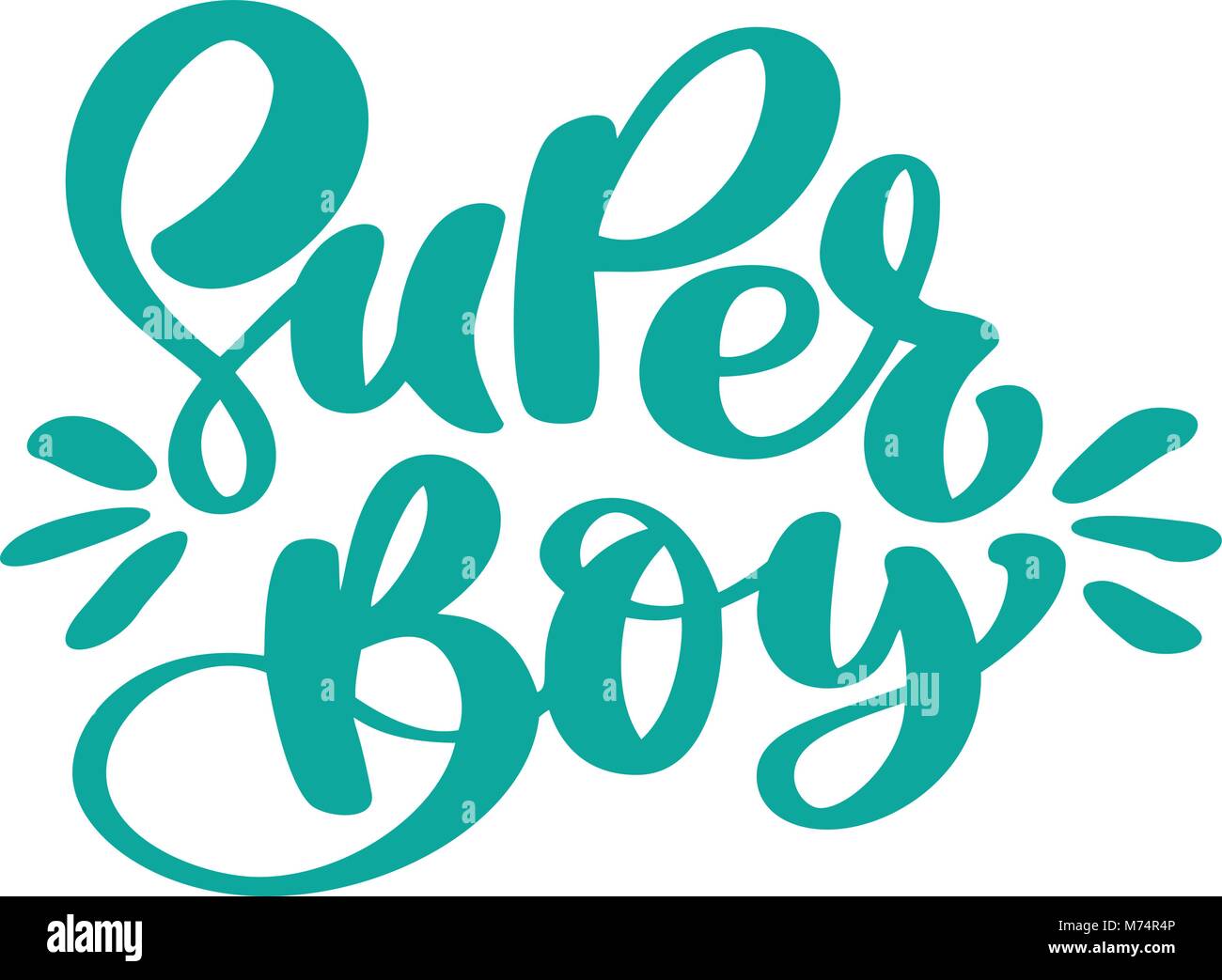 Hand gezeichnet super Boy text Kinder vektor Schriftzug Aufkleber für Print, Karte, Plakat-, Molkerei-, Textil-, t-shirt, Taschen, stationäre Stock Vektor