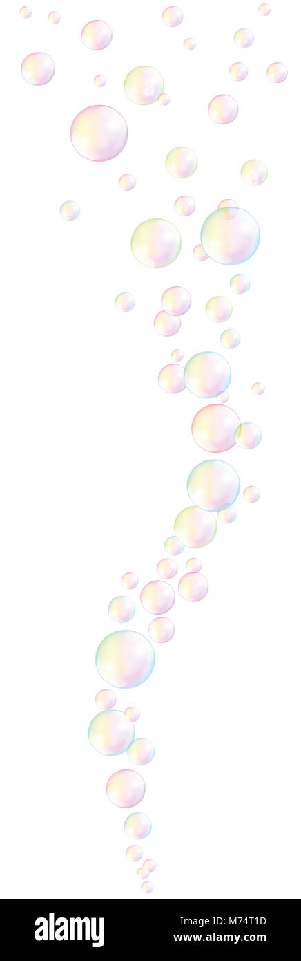 Steigende Seifenblasen. Sanfte Farben Wellenmuster. Stockfoto