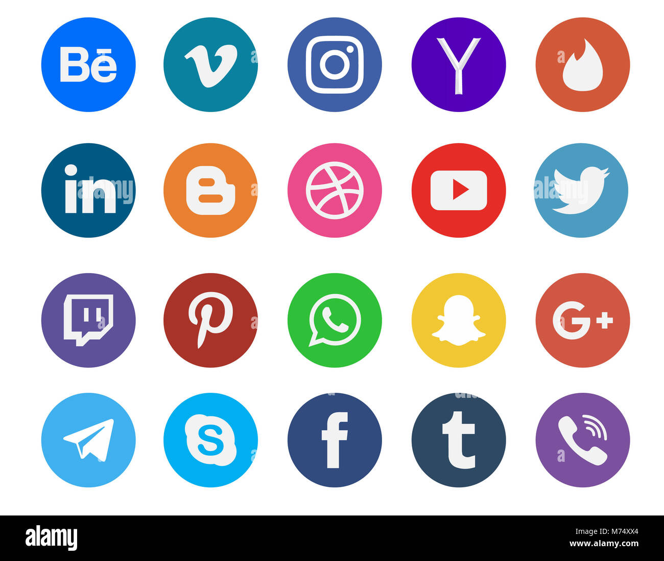 Social media Icon Sammlung mit verschiedenen Arten von Web-Taste Icon Set Stockfoto