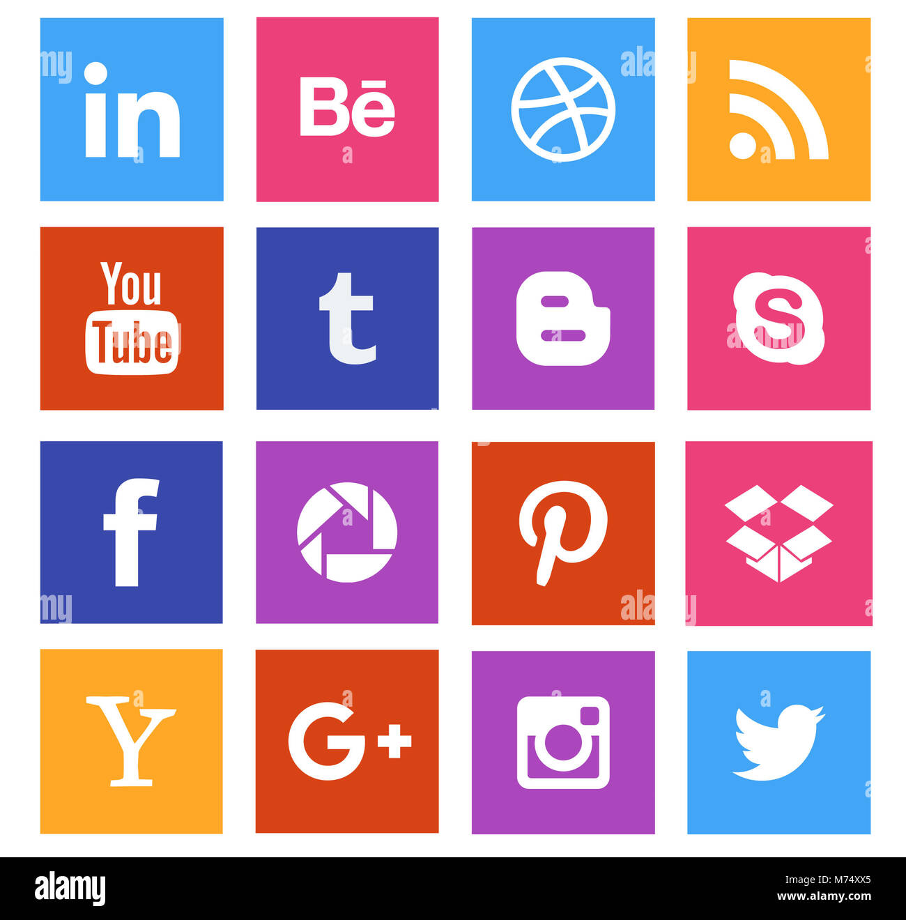 Social media Icon Sammlung mit verschiedenen Arten von Web-Taste Icon Set Stockfoto