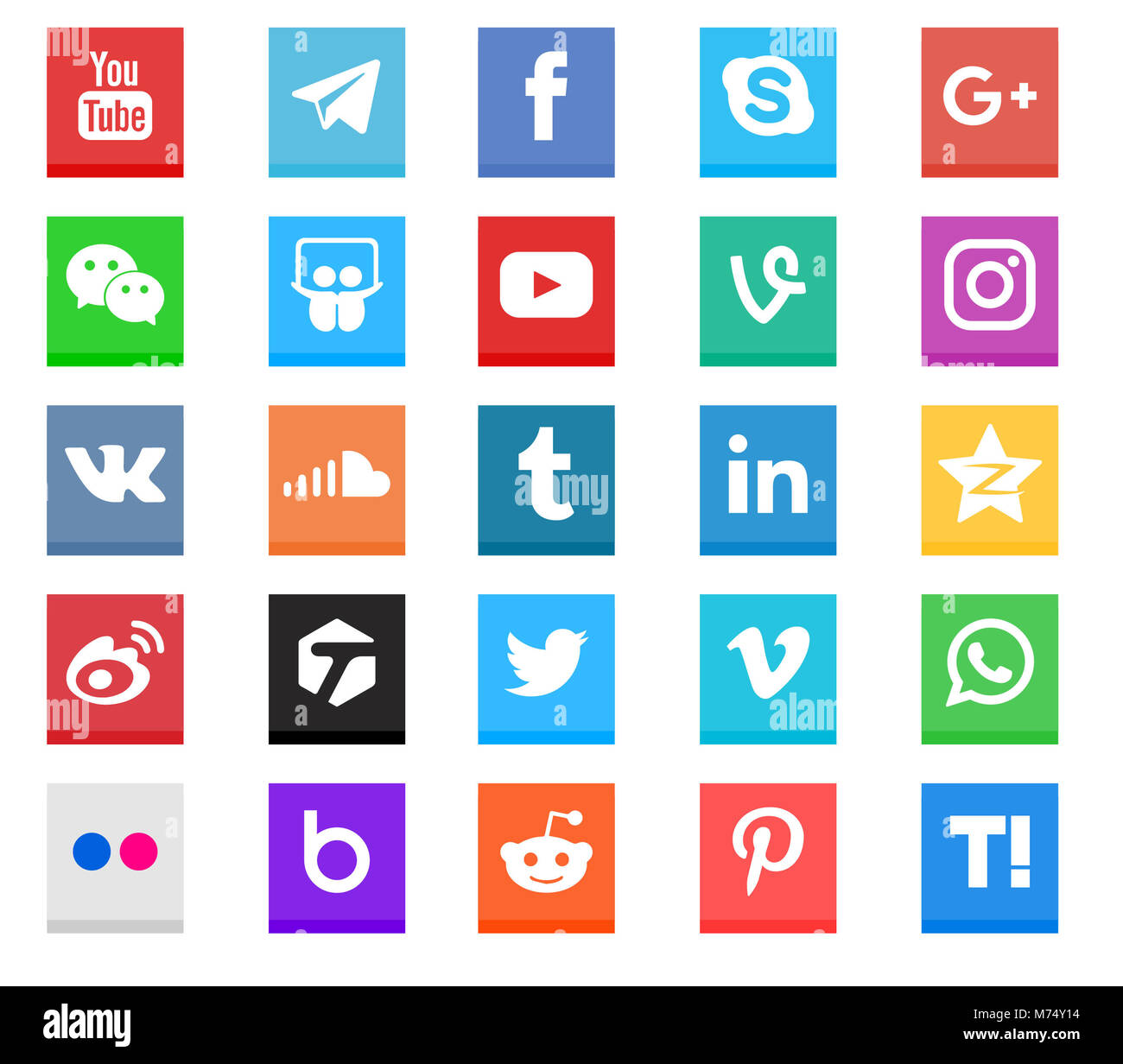 Social media Icon Sammlung mit verschiedenen Arten von Web-Taste Icon Set Stockfoto