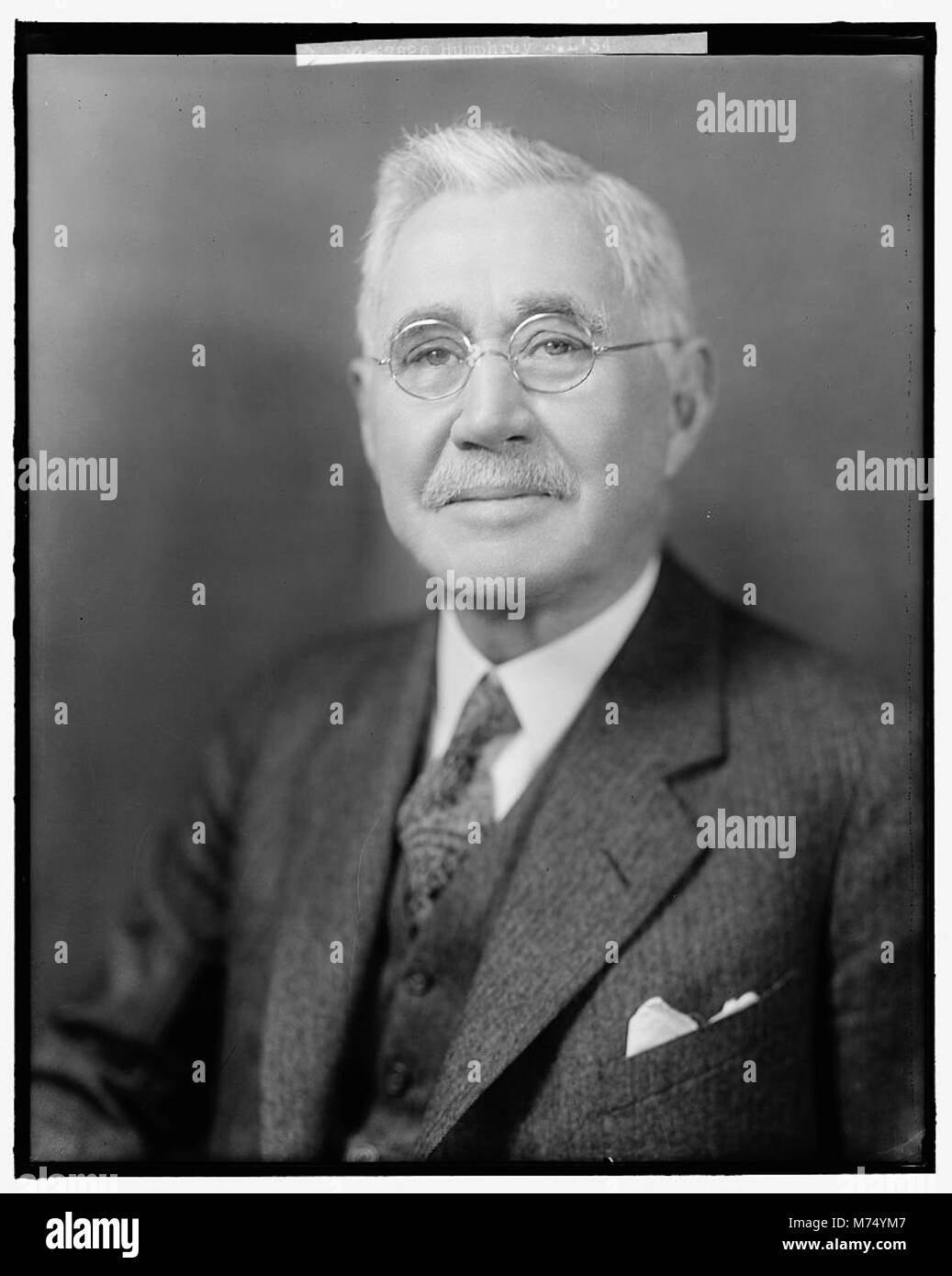 Ein Porträt von A.L. Humphrey, das sein Bild im 19. Oder 20. Jahrhundert festgehalten hat. Das Bild liefert eine visuelle Aufzeichnung seines Erscheinungsbildes und seines Stils. Stockfoto