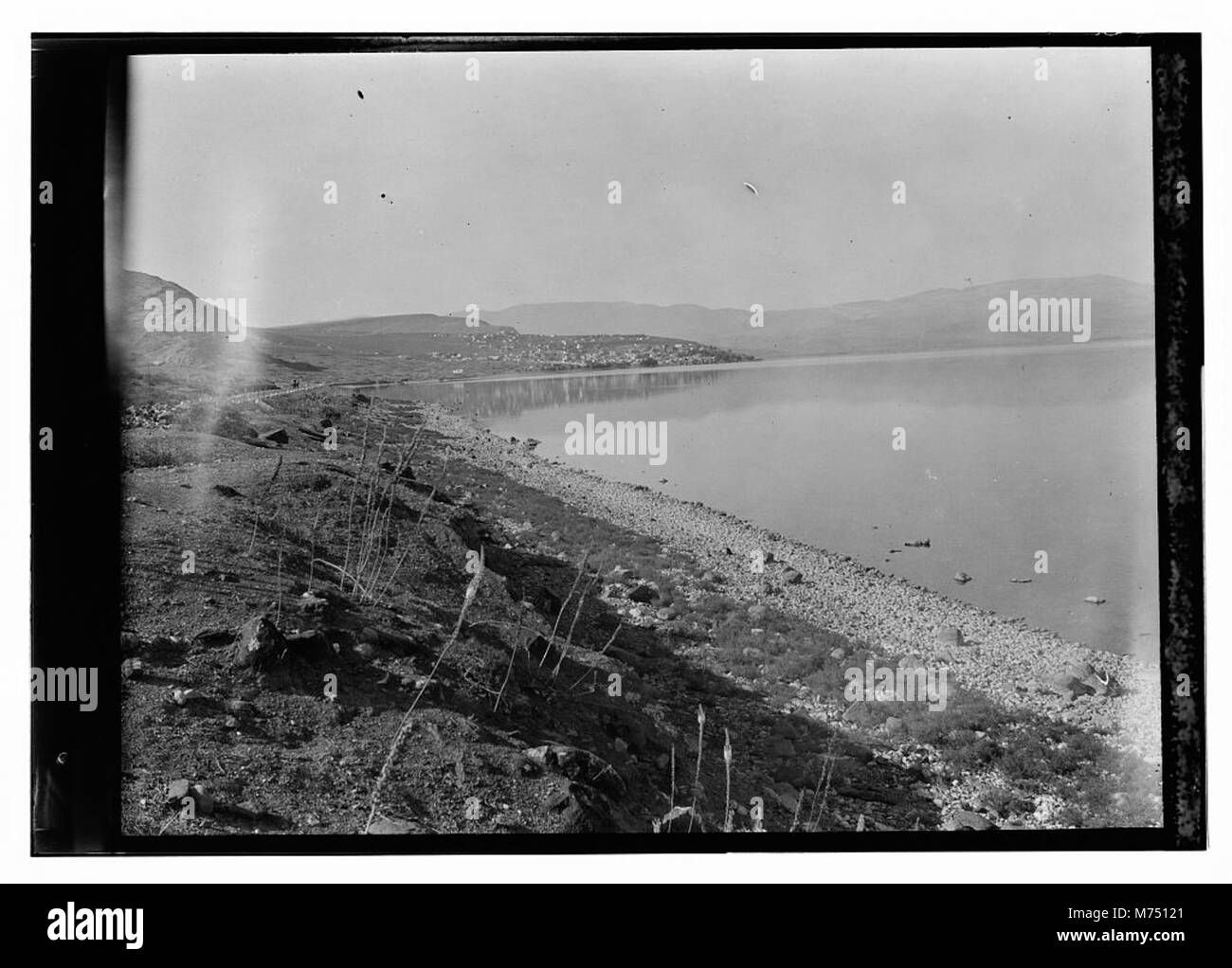 Ein Bild, das eine Küstenlinie im Irak zeigt, möglicherweise entlang eines Sees oder Flusses. Die Szene spiegelt die vielfältigen Naturlandschaften des Irak wider, wobei Gewässer eine wichtige Rolle in der Geographie und Ökologie der Region spielen. Stockfoto