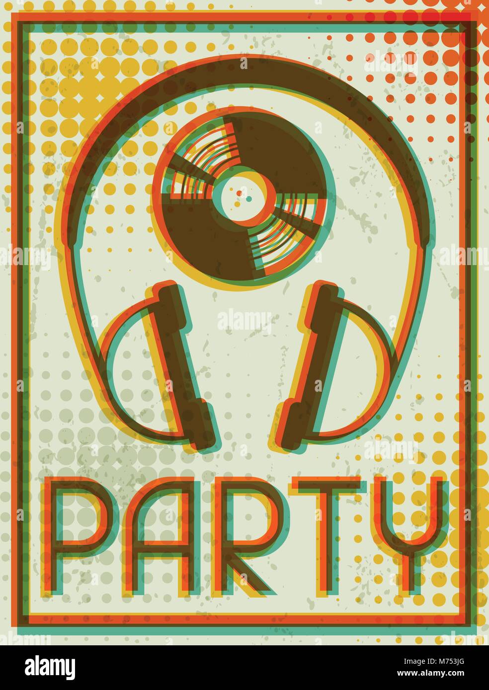 Party Retro Poster im flachen Design Stil Stock Vektor