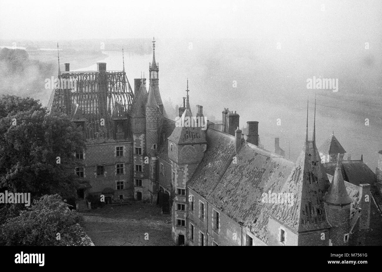 Beschädigte Gebäude in Macon, Frankreich im Juni 1940 während der Schlacht um Frankreich. Pic zwischen 17/6/1940 - 29/6/1940 Stockfoto