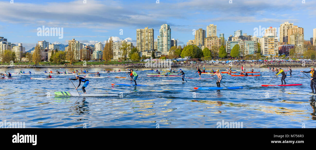 Großen Hacken Sommer Paddel Race, English Bay, Vancouver, British Columbia, Kanada. Stockfoto