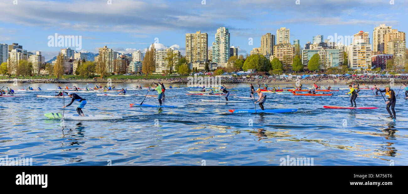 Großen Hacken Sommer Paddel Race, English Bay, Vancouver, British Columbia, Kanada. Stockfoto