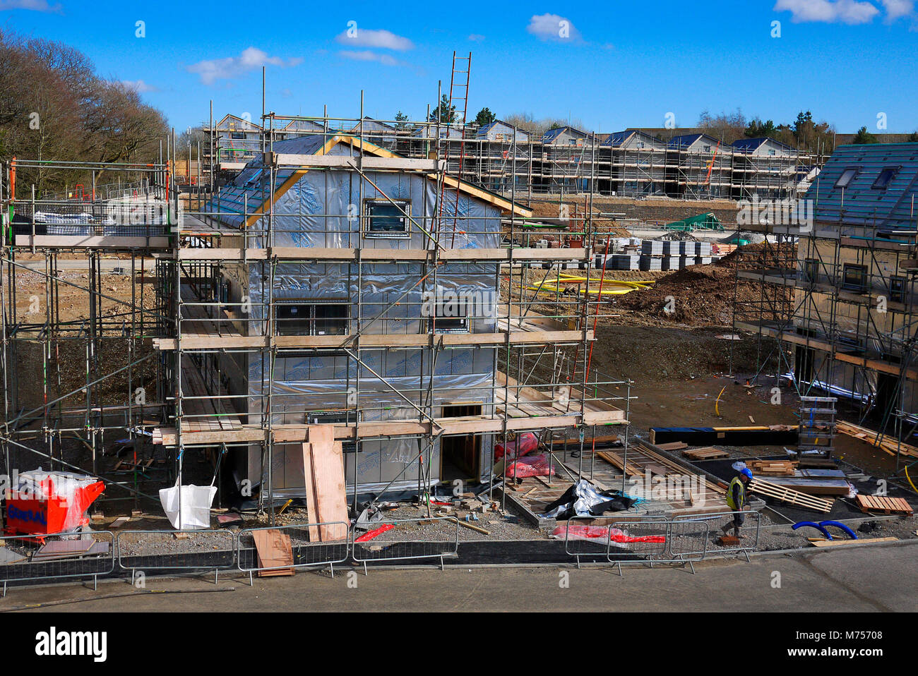 Neue Wohnungen/Häuser im Bau in der roborough Bereich von Plymouth, Großbritannien. Stockfoto