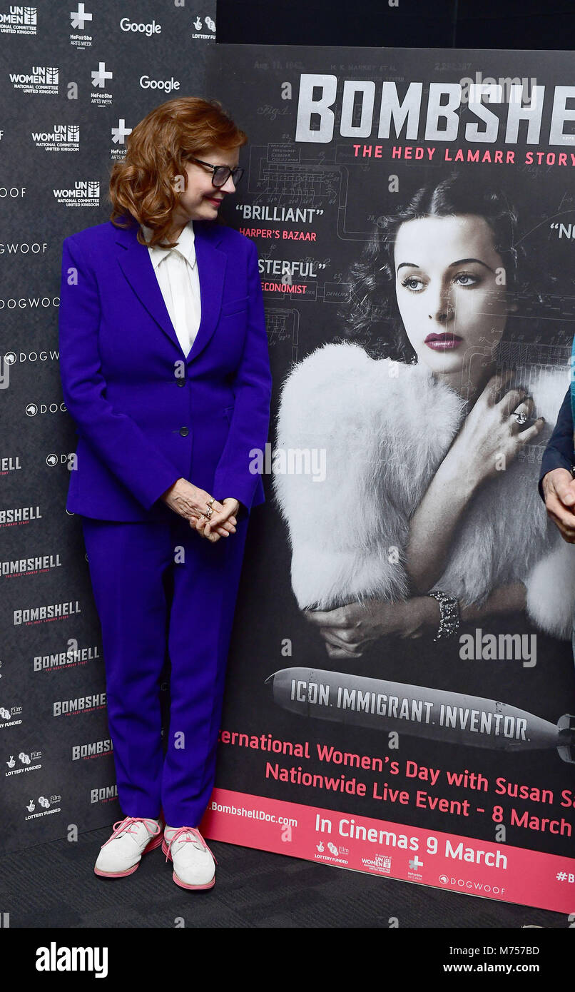 Susan Sarandon besucht eine spezielle Siebung für Bombshell: Hedy Lamarr Geschichte, am BFI Southbank, London. Stockfoto