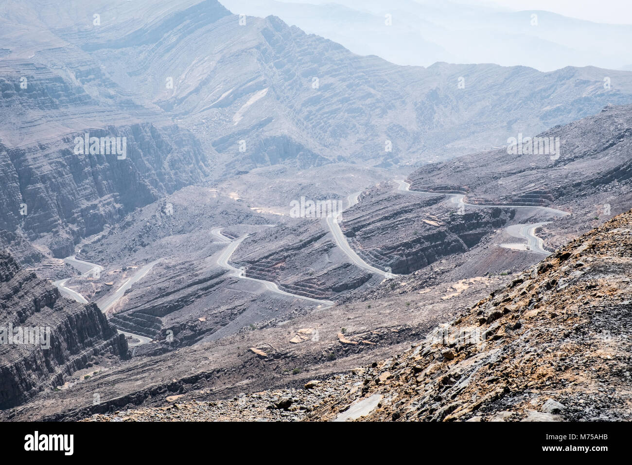 Straße nach Jebel Jais, Ras Al Khaimah - Vereinigte Arabische Emirate Stockfoto
