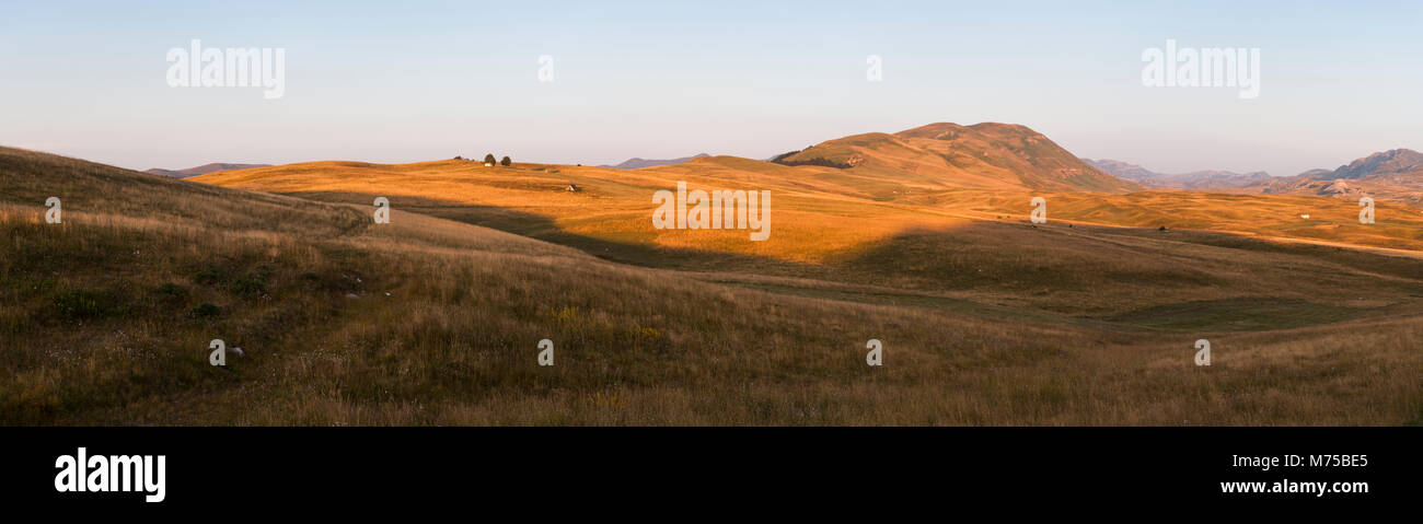Ländliche Landschaft mit Gräsern und Wiesen in der Nähe von Biogradska gora nationalni Park Stockfoto