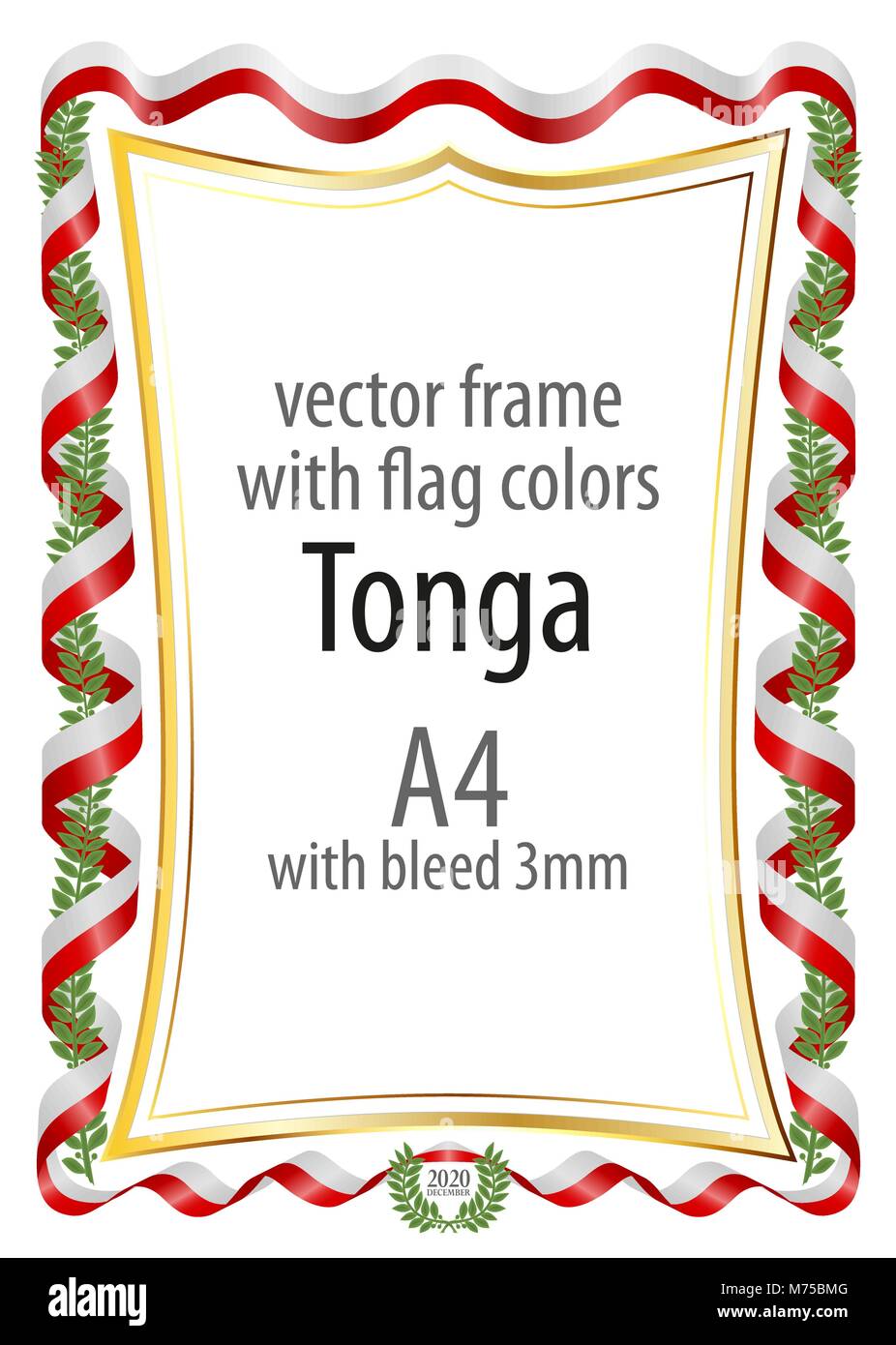 Rahmen und Grenze der Band mit den Farben der Flagge Tonga Stock Vektor