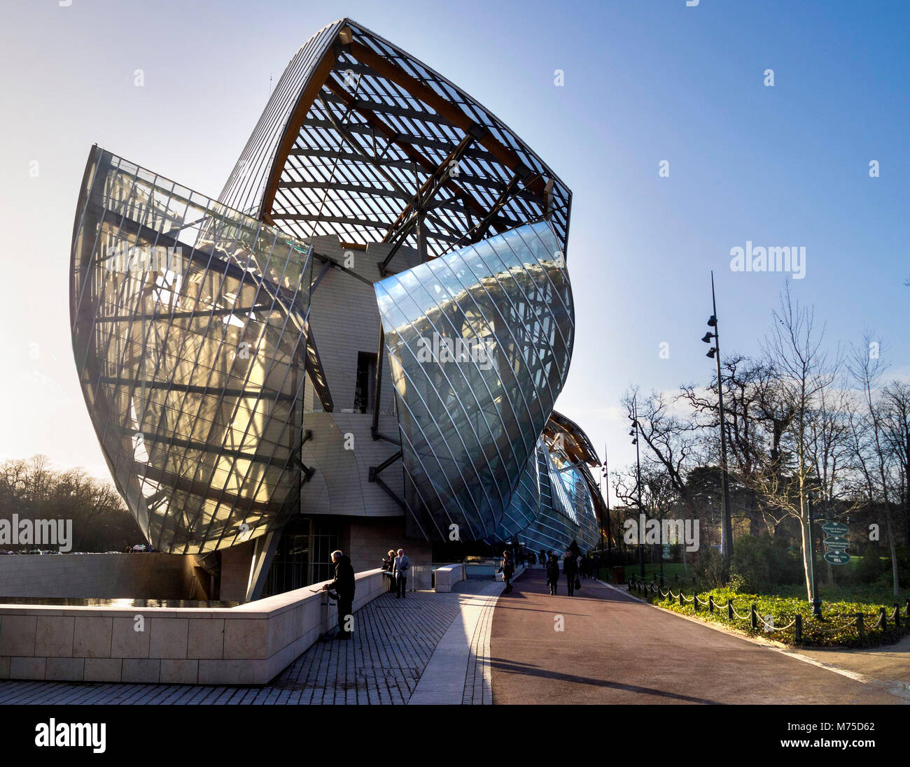 Die moderne Architektur des Louis Vuitton Foundation von Frank Gehry, Paris, Frankreich Stockfoto