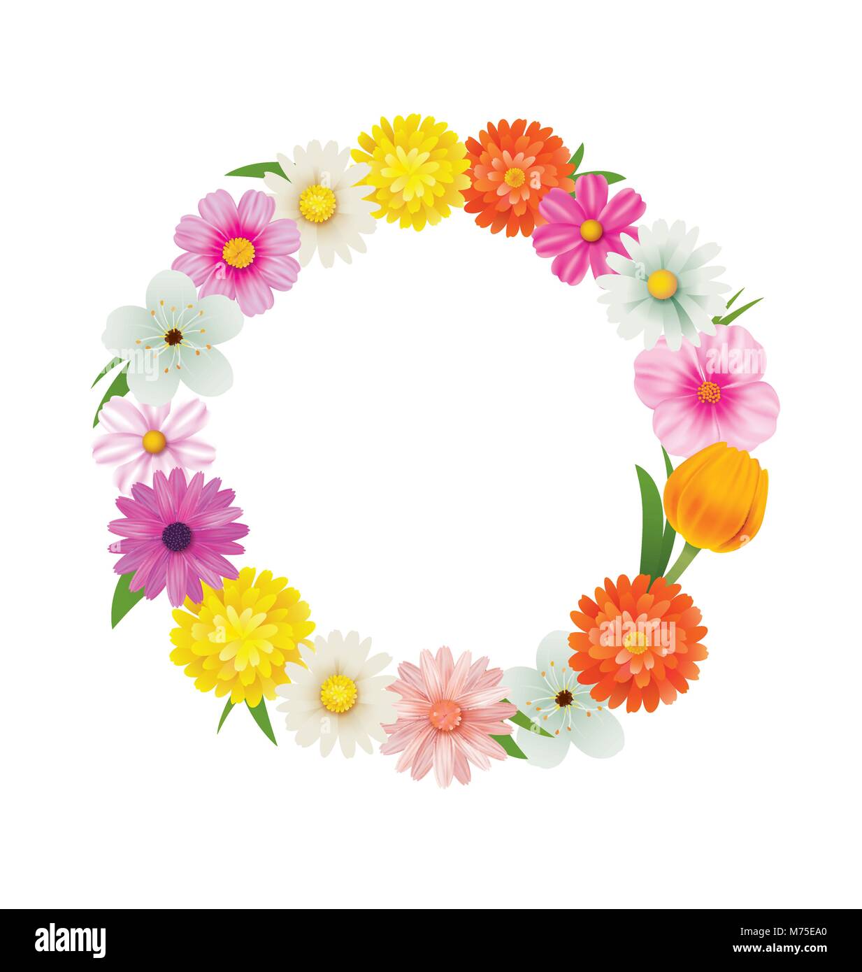 Hallo Frühling Kreis frame Grußkarten und Blumen Dekoration. Stock Vektor Hallo Frühling Kreis frame Grußkarten und Blumen Dekoration. Stock Vektor