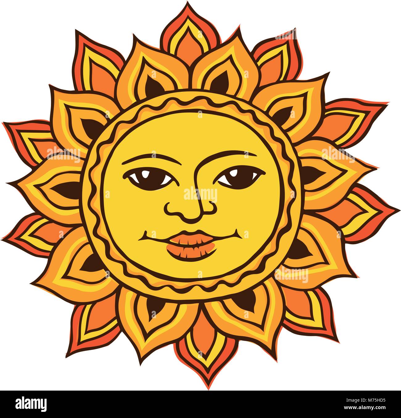 Ethnische Zeichnung der Sonne Stock Vektor
