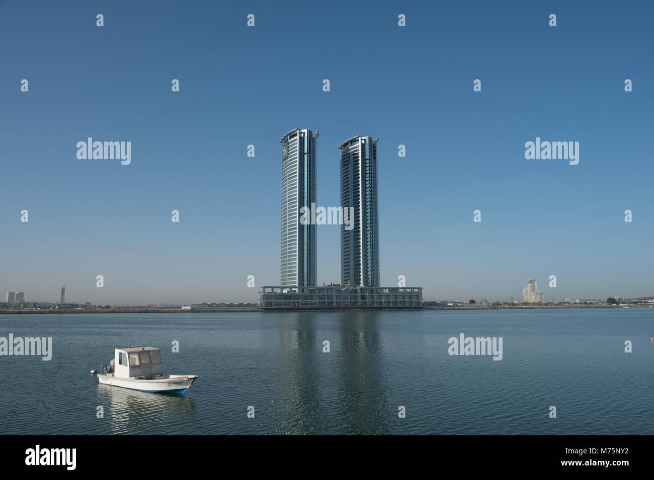 Panoramablick auf die Stadt von Ras Al Khaimah, Vereinigte Arabische Emirate Stockfoto