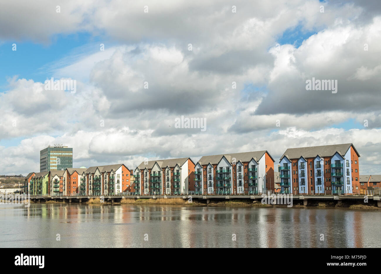 Edwardian Mews Newport am Ufer des Flusses Usk, South East Wales Stockfoto