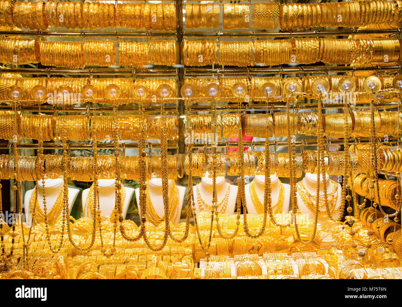Einen Schuß von Gold Souk Dubai, berühmten Gold Markt Stockfoto