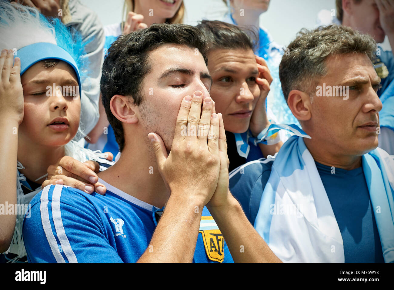 Argentinische Fußball-Fans, Fußball Match Stockfoto