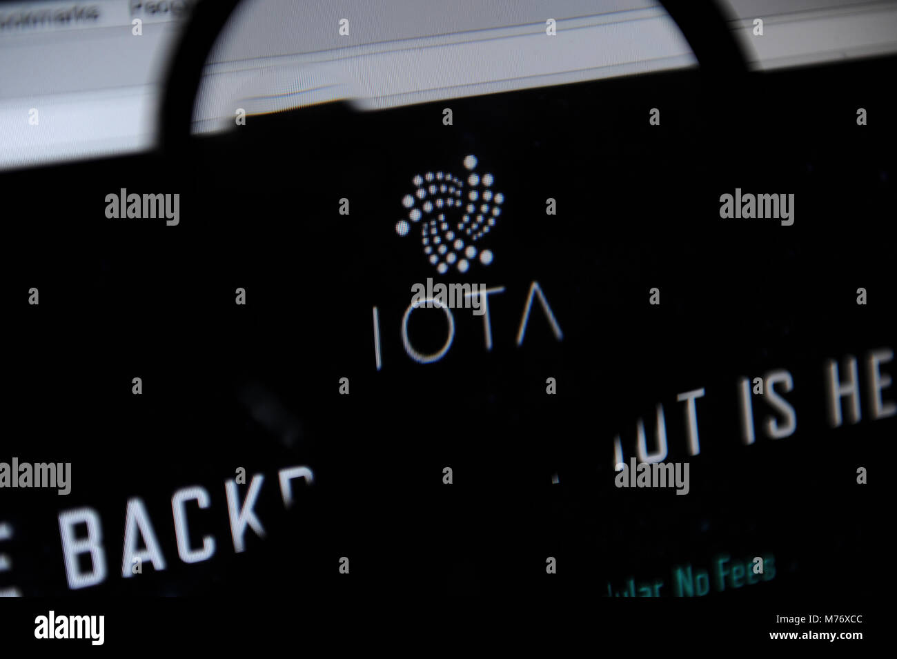 Die cryptocurrency Website IOTA (Internet der Dinge Anwendung) Stockfoto