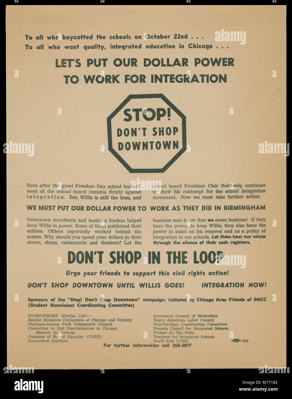 Eine historische Anti-Konsum-Werbung mit der Botschaft „Stop! Kaufen Sie nicht in der Schleife ein. Sie kritisiert die Konsumkultur des frühen 20. Jahrhunderts und spiegelt soziale und wirtschaftliche Belange wider. Stockfoto