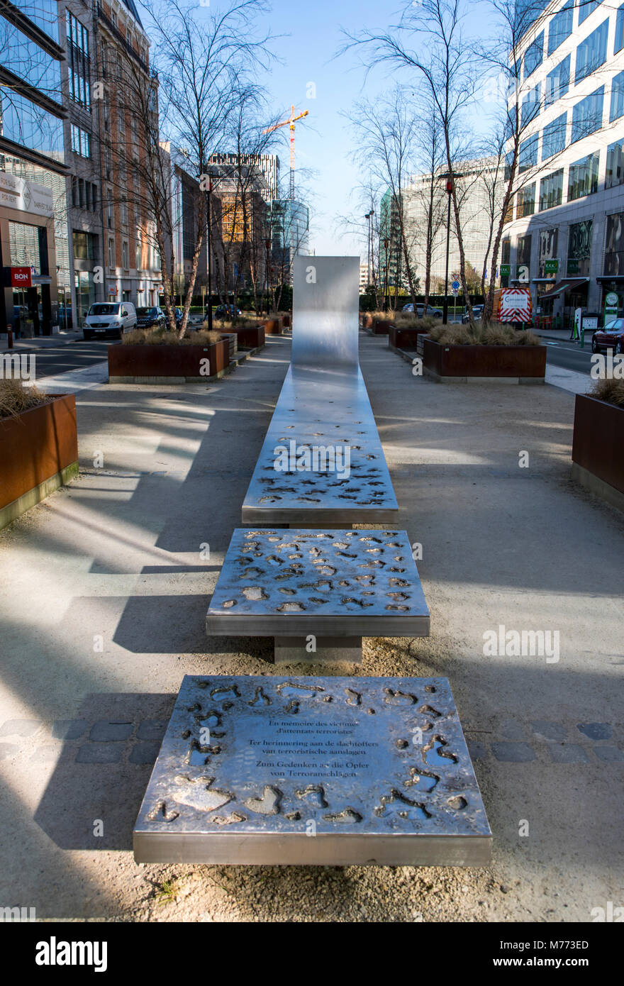 Gedenkstätte für die Opfer des Terrors in der Rue de la Loi, Brüssel, Belgien, Stockfoto