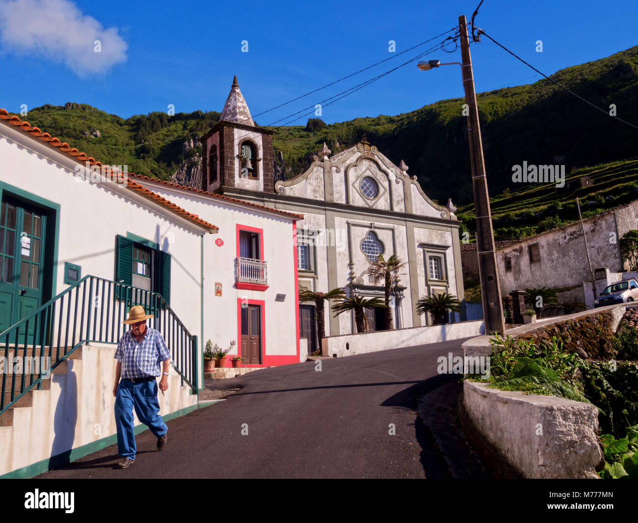 Kirche in Fajazinha, Flores, Azoren, Portugal, Atlantik, Europa Stockfoto