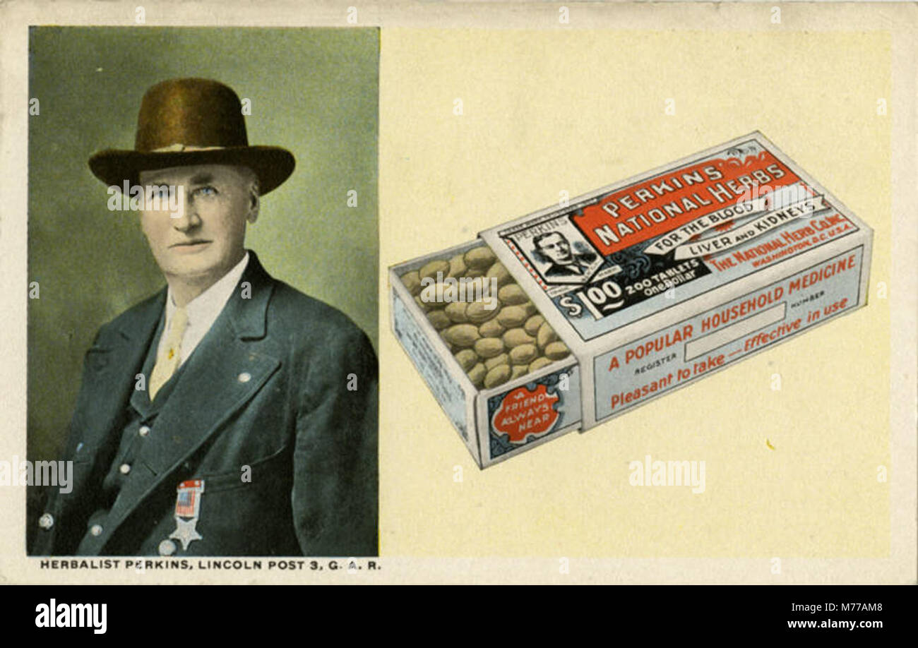 Ein Vintage-Werbebild, das die Design- und Marketingstile des frühen 20. Jahrhunderts zeigt. Die Werbung spiegelt die damaligen Trends wider und konzentriert sich auf die Produktwerbung und die Attraktivität der Verbraucher. Stockfoto