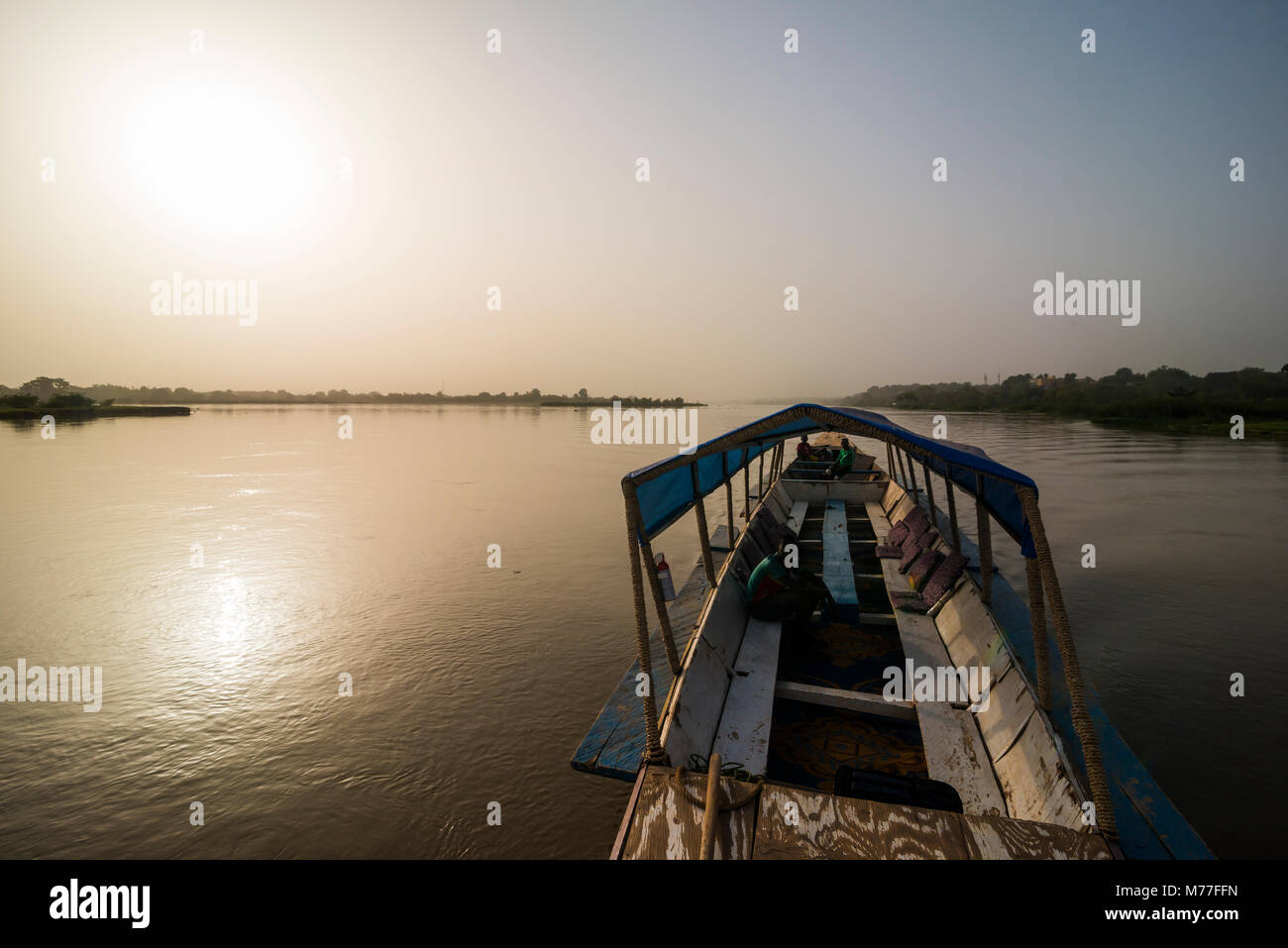 Lokale Piroge, Fluss Niger, Niamey, Niger, Afrika Stockfoto
