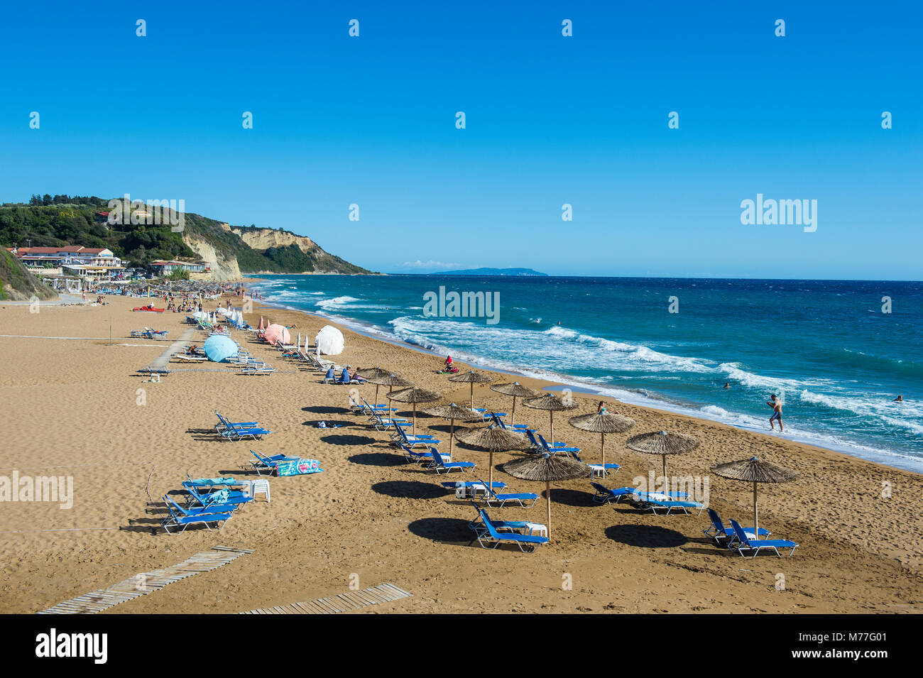 Der Strand von Argios Georgios, Korfu, Ionische Inseln, Griechische Inseln, Griechenland, Europa Stockfoto