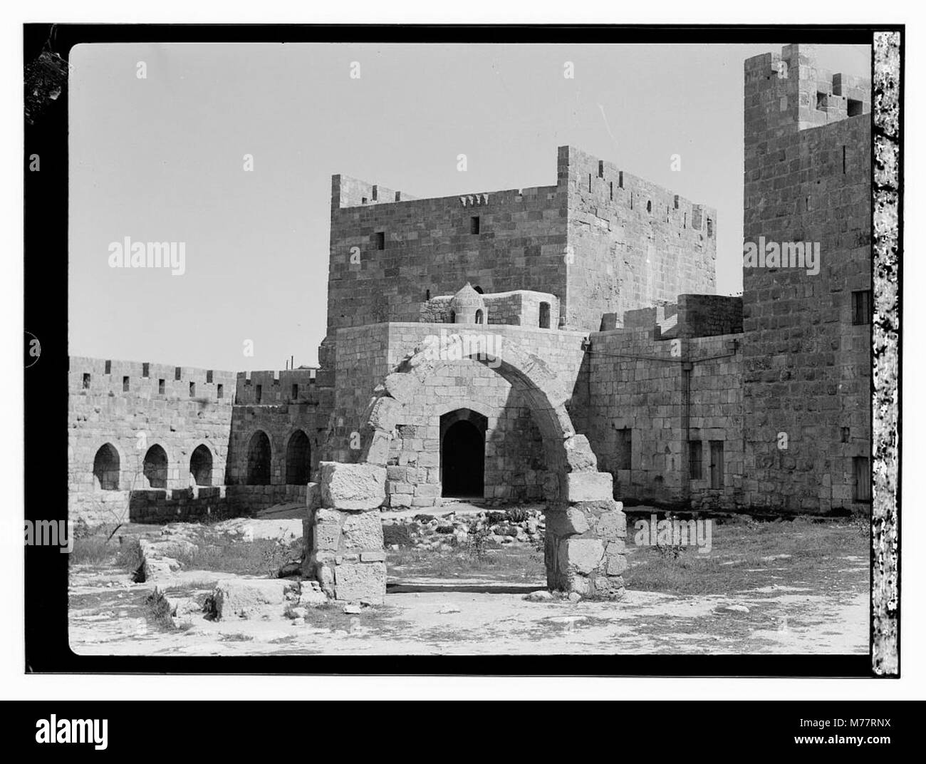 Die Zitadelle Davids in Jerusalem, eine antike historische Stätte, die ihre strategische Bedeutung in der biblischen und mittelalterlichen Geschichte darstellt. Stockfoto