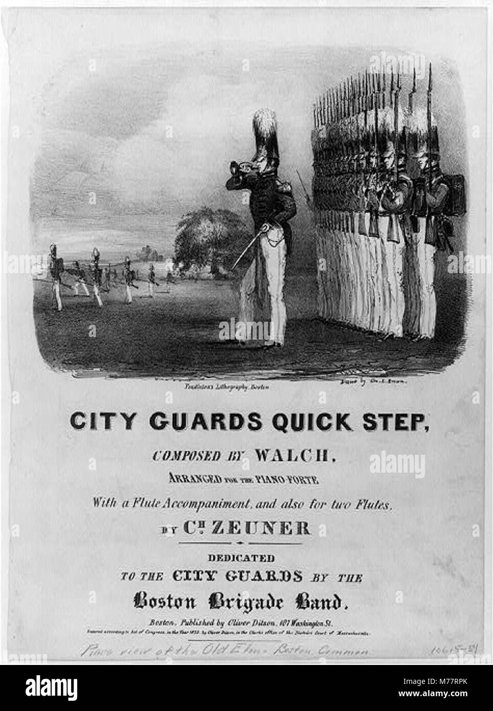 Die City Guards Quick Step ist eine musikalische Komposition, die mit einer Militärgarde in Verbindung steht und den rhythmischen Stil der Militärmärsche im 19. Jahrhundert zeigt. Stockfoto