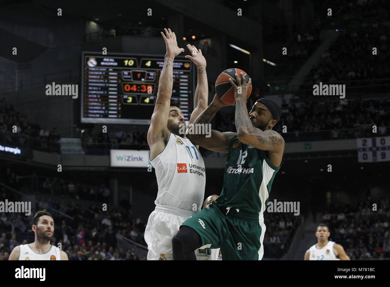 Während Euroligue Spiel zwischen Real Madrid Panathinaikos vs im Palacio de los Deportes am Donnerstag, den 8. März 2018 in Madrid, Spanien. Credit: Gtres Información más Comuniación auf Linie, S.L./Alamy leben Nachrichten Stockfoto